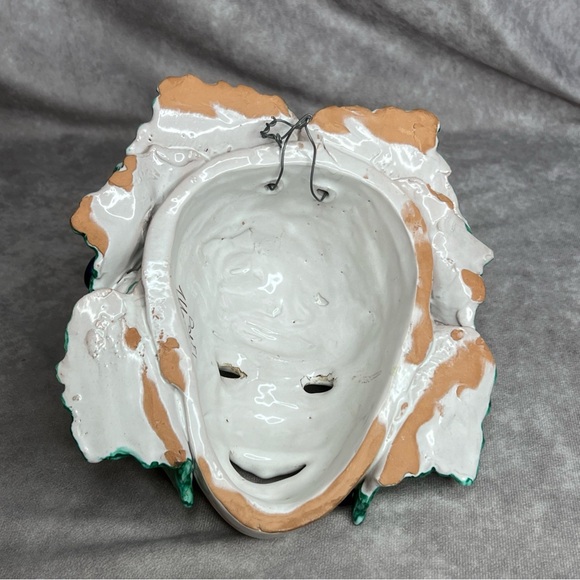 VTG Italian Majolica Bacchus Mask Wall Art Grape Hand Painted Signed Montelupo - Picture 12 of 16